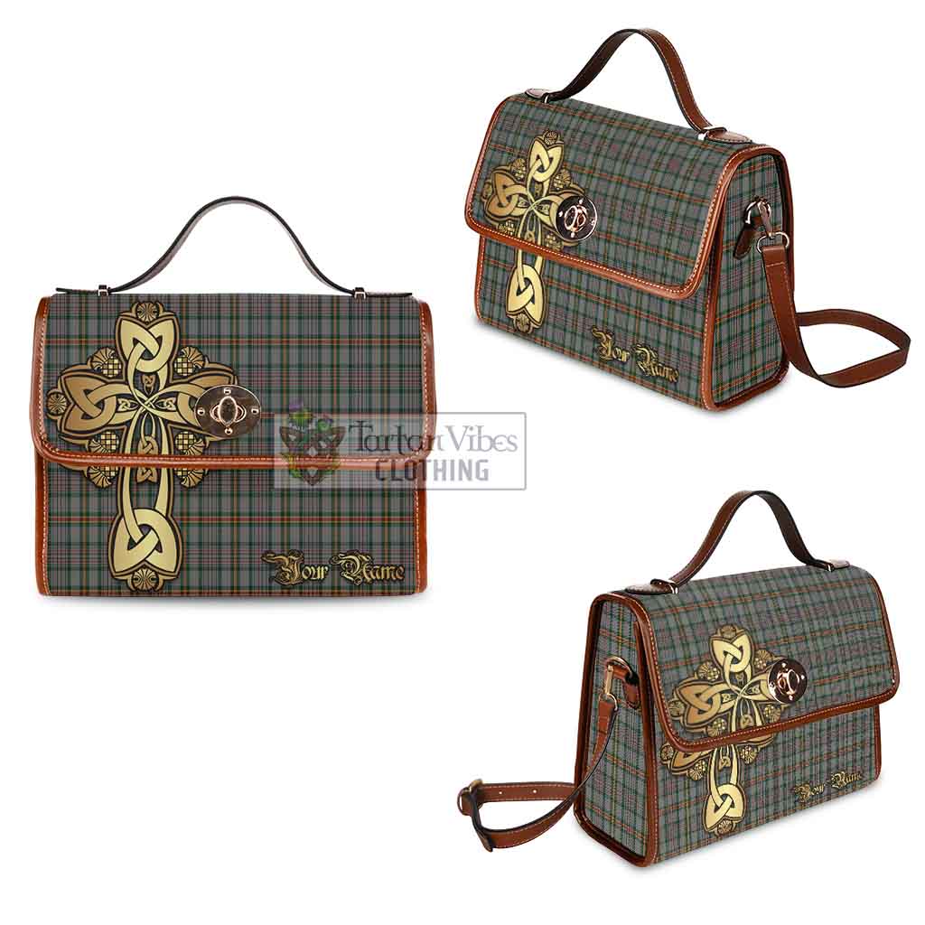 Tartan Vibes Clothing Howell of Wales Tartan Waterproof Canvas Bag Golden Thistle Celtic Cross Style