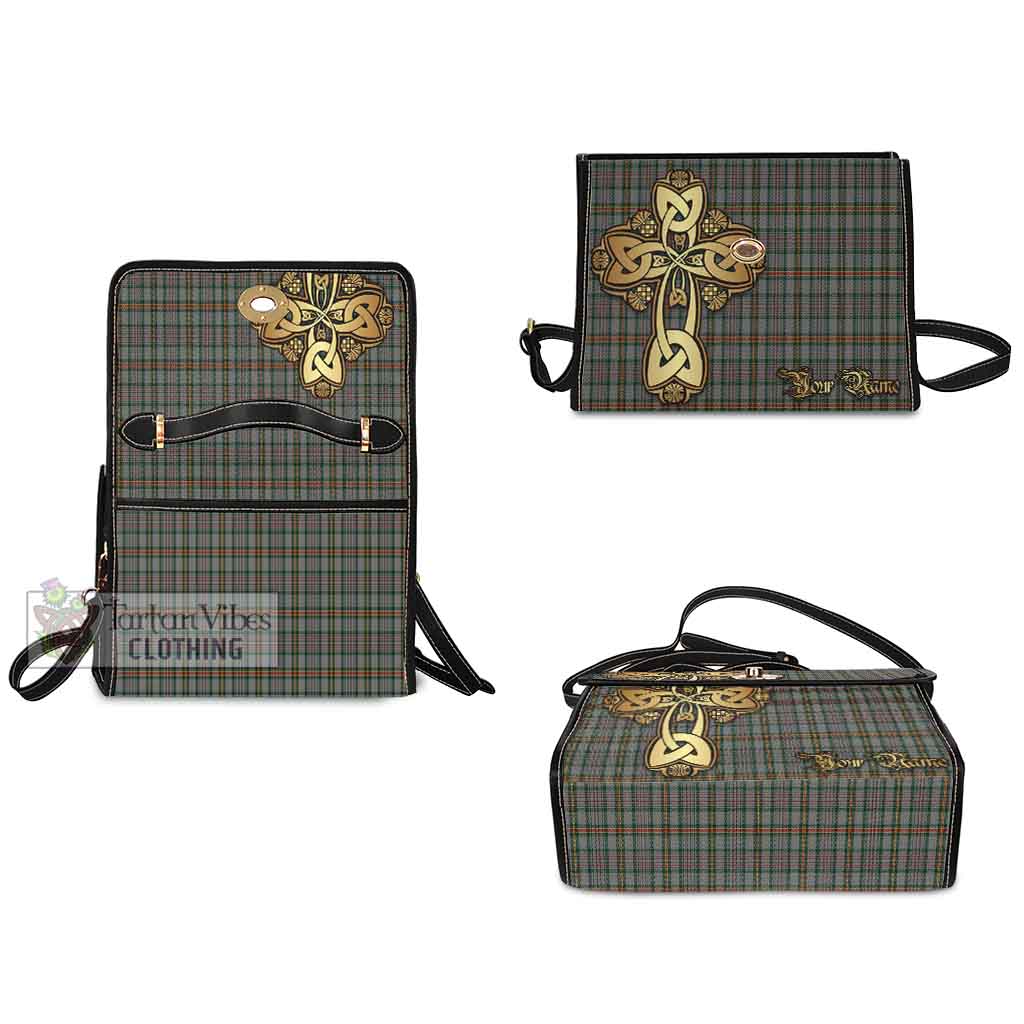 Tartan Vibes Clothing Howell of Wales Tartan Waterproof Canvas Bag Golden Thistle Celtic Cross Style