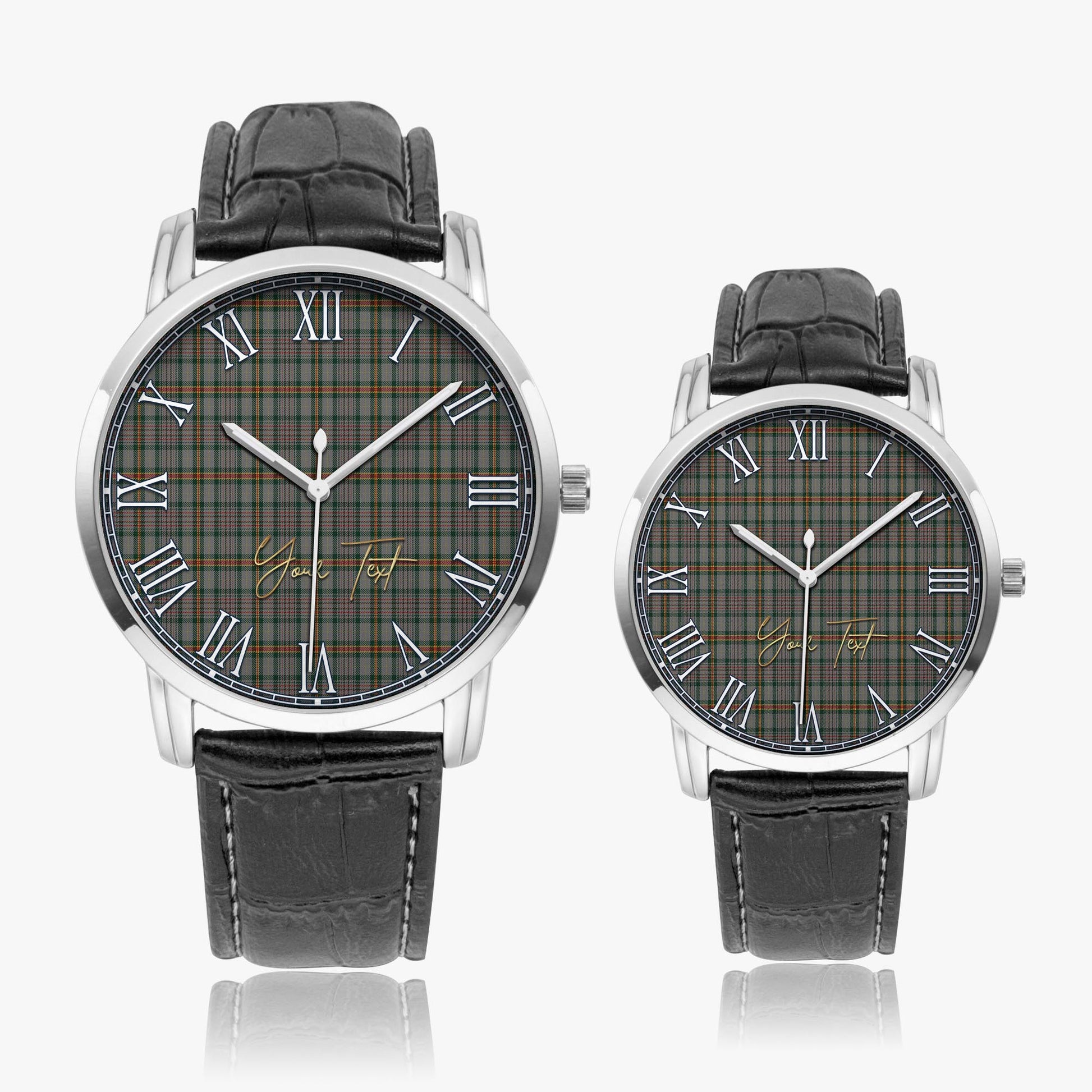 Howell of Wales Tartan Personalized Your Text Leather Trap Quartz Watch - Tartan Vibes Clothing