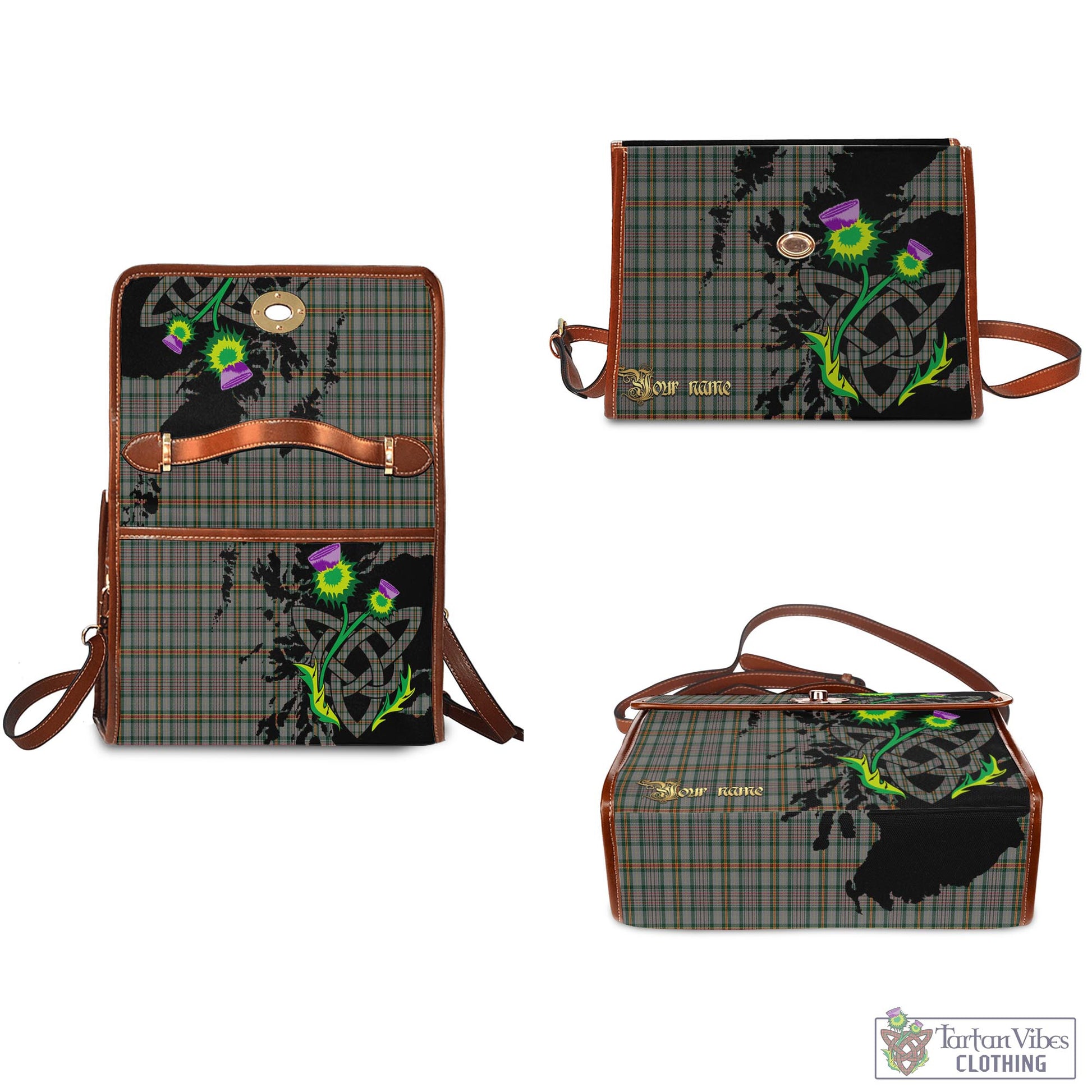 Tartan Vibes Clothing Howell of Wales Tartan Waterproof Canvas Bag with Scotland Map and Thistle Celtic Accents