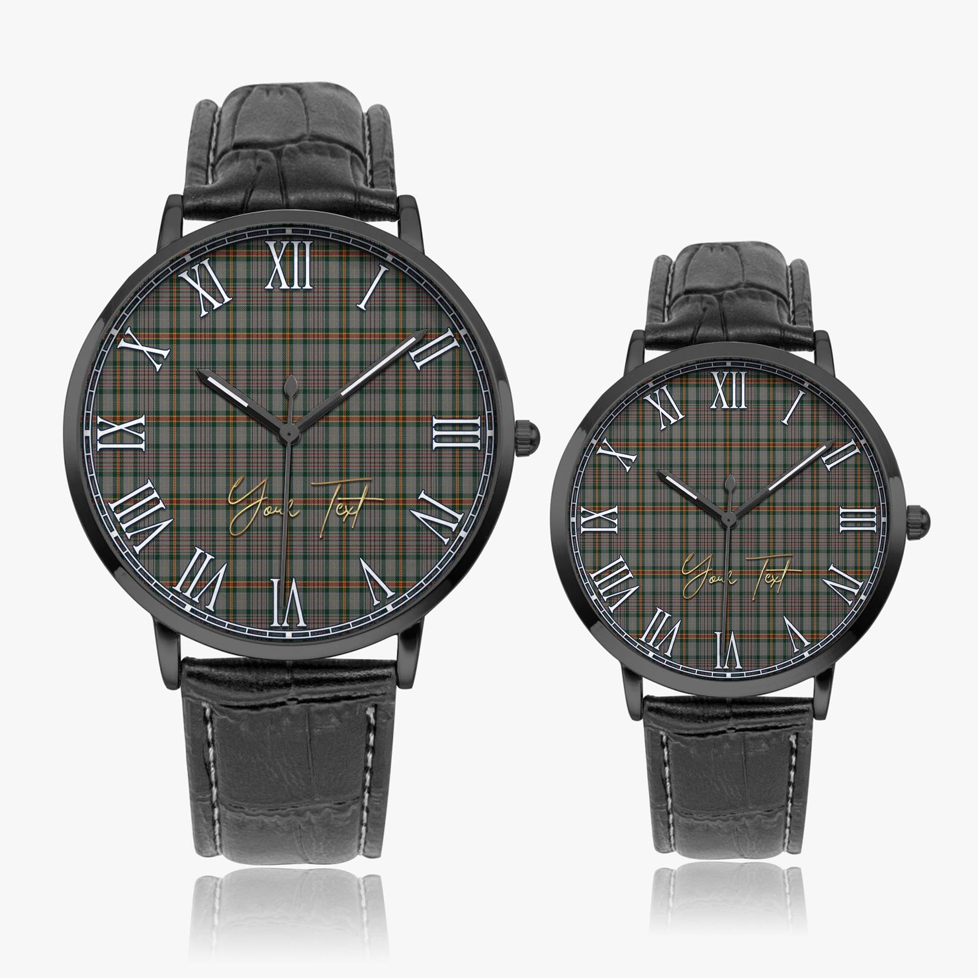 Howell of Wales Tartan Personalized Your Text Leather Trap Quartz Watch - Tartan Vibes Clothing