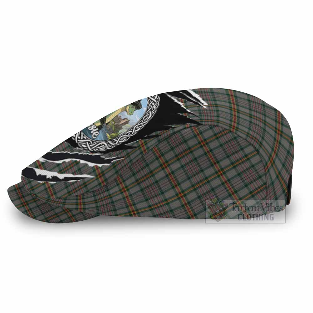 Howell of Wales Tartan Loch Ness Monster Flat Cap, Jeff Cap Celtic Knot Nessie Art