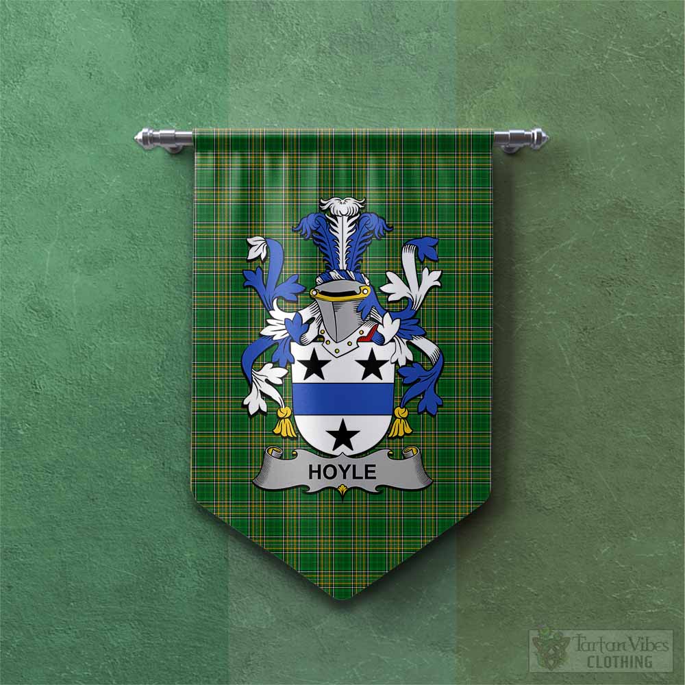 Tartan Vibes Clothing Hoyle Irish Clan Tartan Gonfalon, Tartan Banner with Coat of Arms