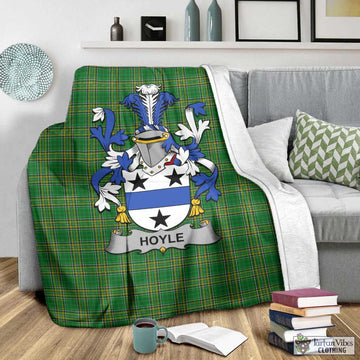 Tartan Vibes Clothing Hoyle Irish Clan Tartan Blanket with Coat of Arms