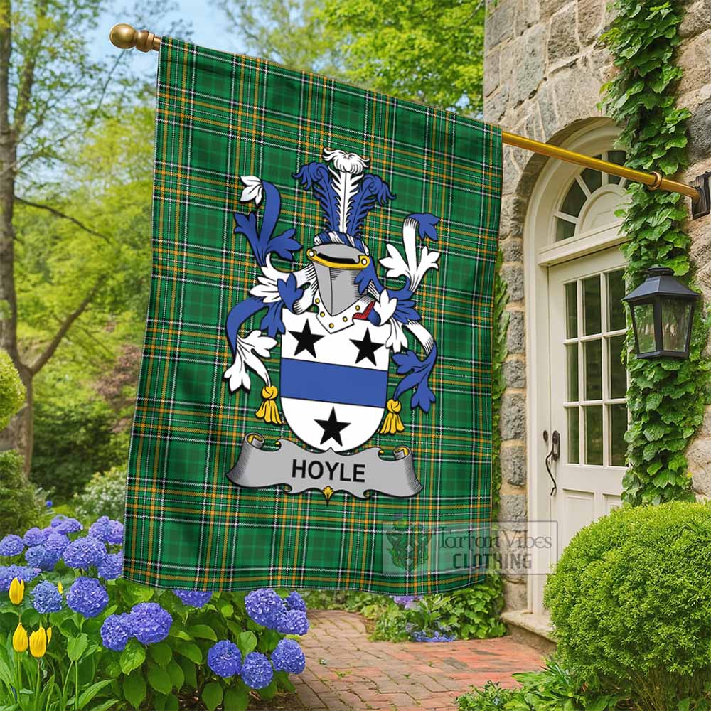 Hoyle Irish Clan Tartan Flag with Coat of Arms