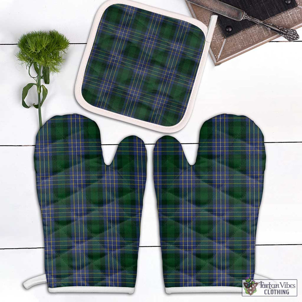 Hughes Tartan Combo Oven Mitt & Pot-Holder Combo 2 Oven Mitt & 1 Pot-Holder Black - Tartan Vibes Clothing