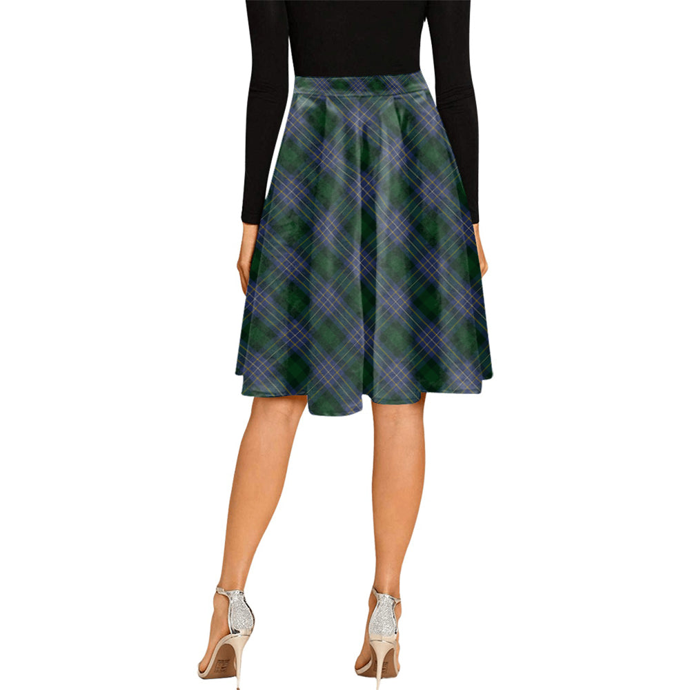 Hughes Tartan Melete Pleated Midi Skirt Cross Style - Tartan Vibes Clothing
