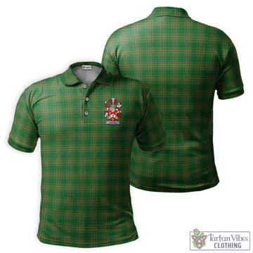 Hughes Irish Clan Tartan Men's Polo Shirt with Coat of Arms