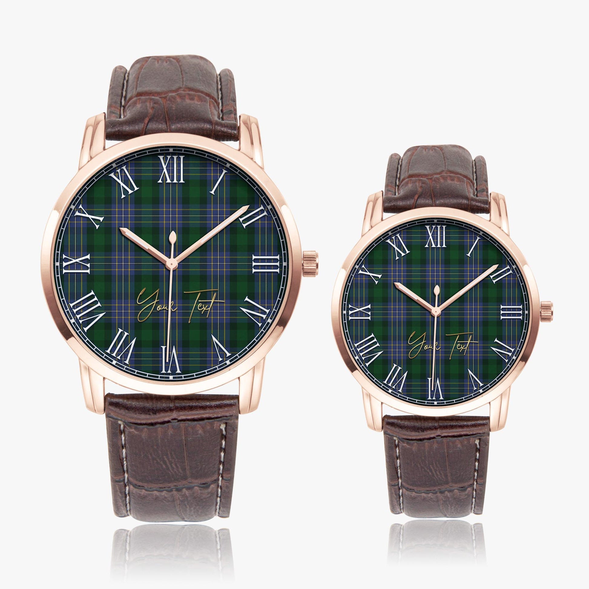 Hughes Tartan Personalized Your Text Leather Trap Quartz Watch - Tartan Vibes Clothing