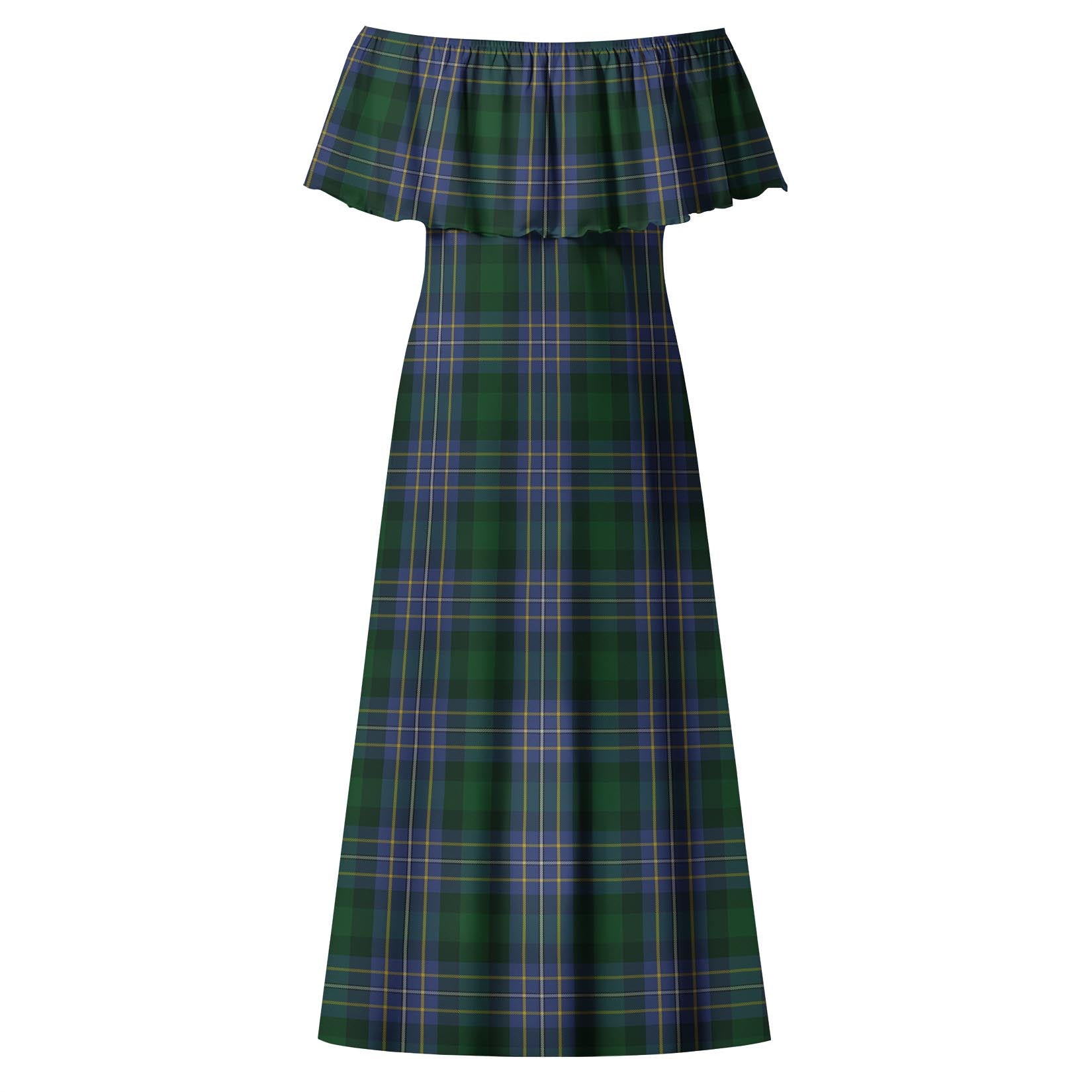 Hughes Tartan Off Shoulder Long Dress - Tartan Vibes Clothing