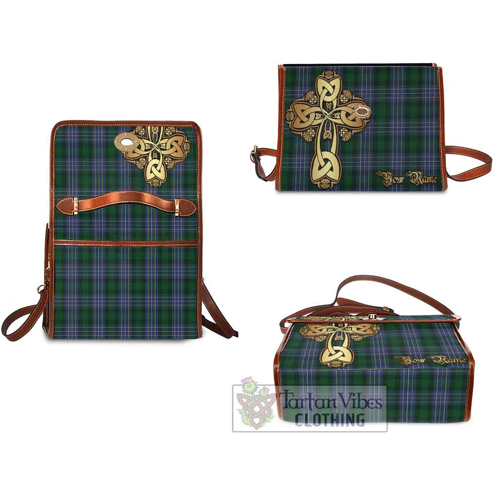 Tartan Vibes Clothing Hughes Tartan Waterproof Canvas Bag Golden Thistle Celtic Cross Style