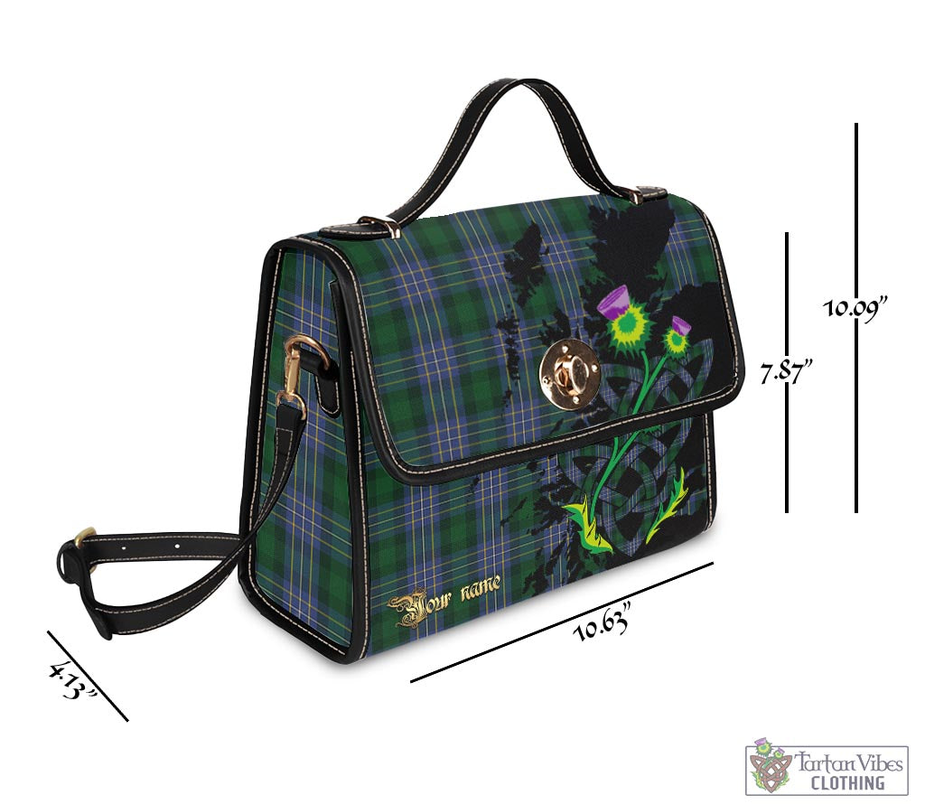 Tartan Vibes Clothing Hughes Tartan Waterproof Canvas Bag with Scotland Map and Thistle Celtic Accents