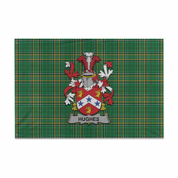 Hughes Irish Clan Tartan House Flag with Coat of Arms