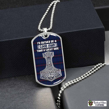 Hughes of Wales Tartan Dog Tag Necklace Viking Mjolnir Style