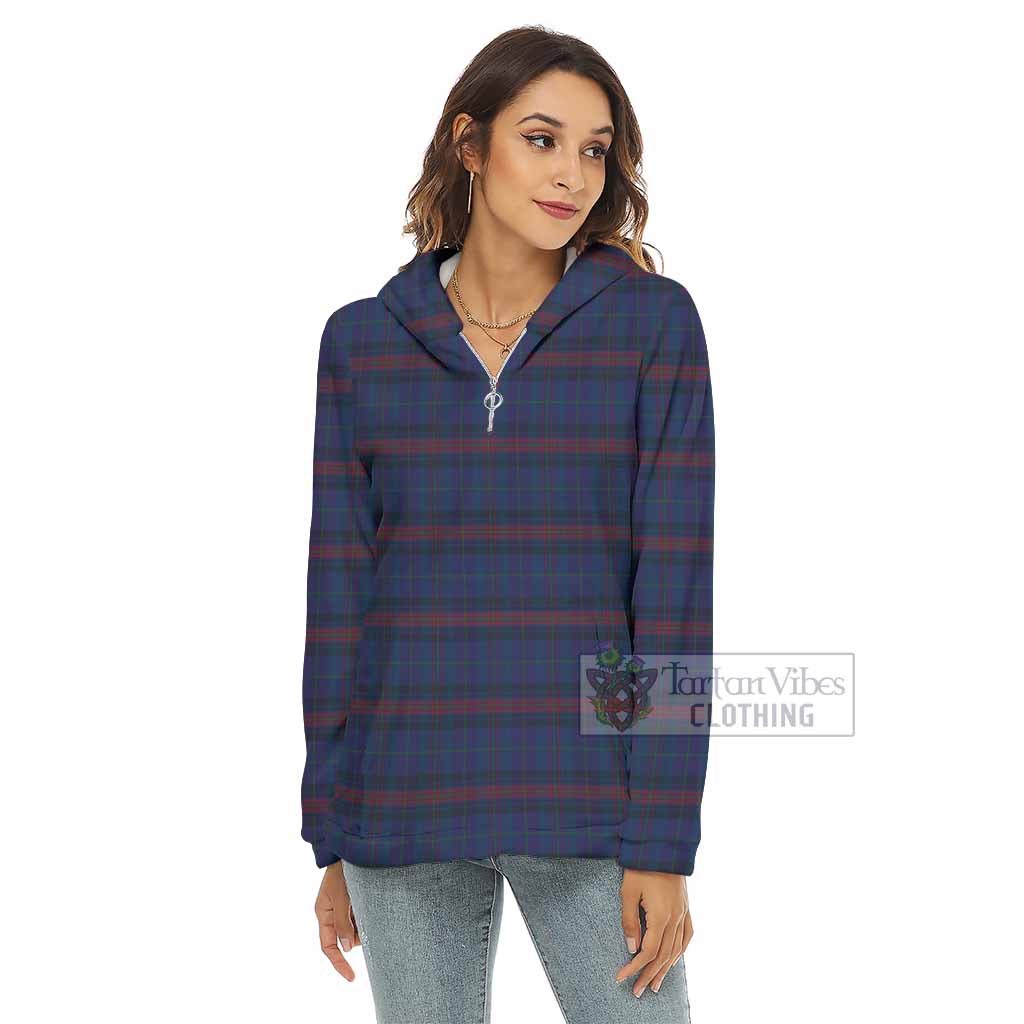 Tartan Vibes Clothing Hughes of Wales Tartan Women's Borg  Half Zip Fleece Hoodie