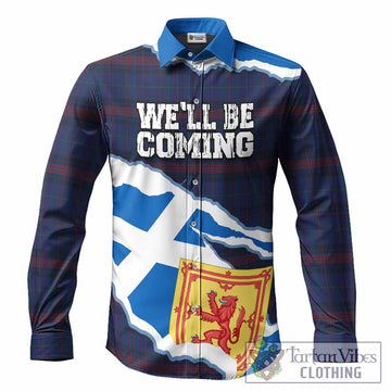 Hughes of Wales Scotland Football Tartan Long Sleeve Button Shirts We'll Be Coming