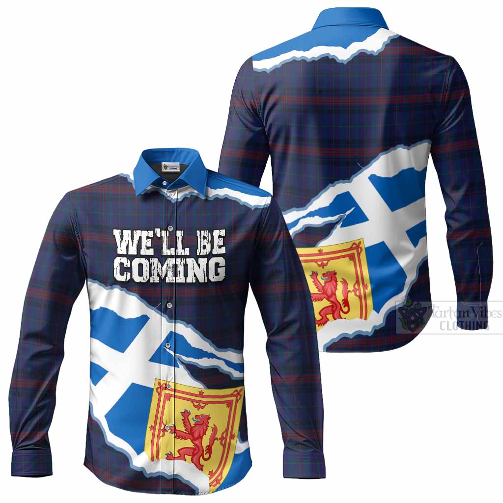 Hughes of Wales Scotland Football Tartan Long Sleeve Button Shirts We'll Be Coming