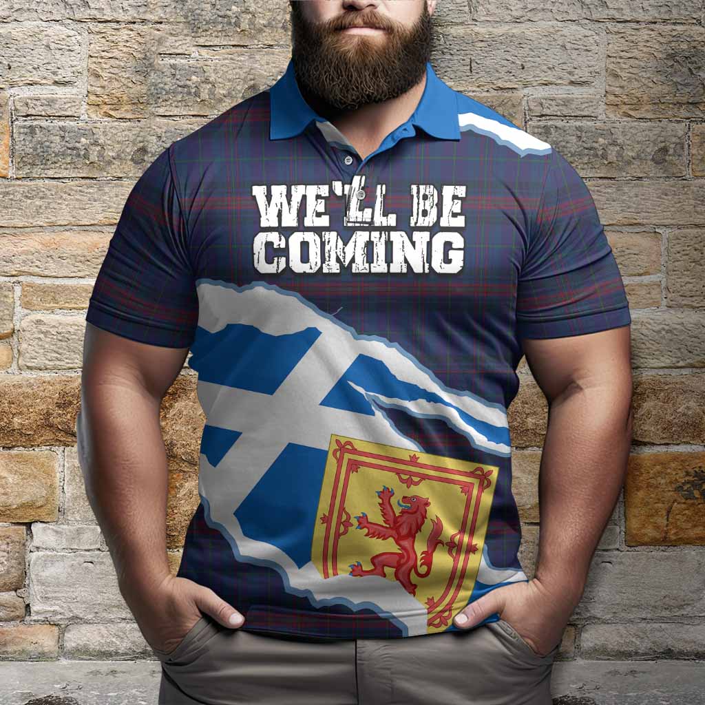Hughes of Wales Scotland Football Tartan Polo Shirt We'll Be Coming