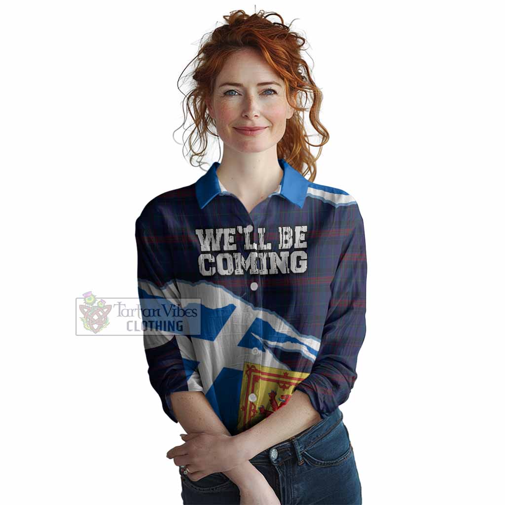 Hughes of Wales Scotland Football Tartan Women Casual Shirt We'll Be Coming