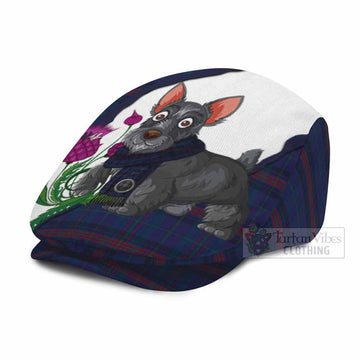 Hughes of Wales Scottish Terrier Tartan Flat Cap, Jeff Cap Thistle Heritage Art