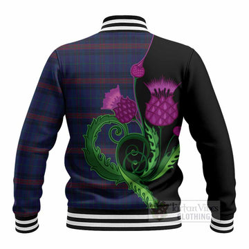 Hughes of Wales Tartan Baseball Jacket Traditional Scottish Thistle