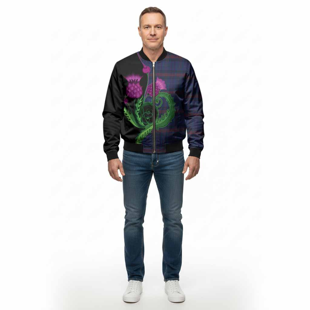 Hughes of Wales Tartan Bomber Jacket Traditional Scottish Thistle