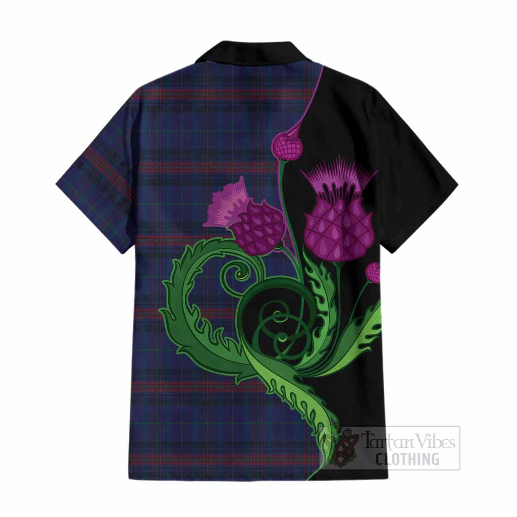 Hughes of Wales Tartan Cotton Hawaiian Shirt Traditional Scottish Thistle