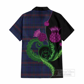 Hughes of Wales Tartan Cotton Hawaiian Shirt Traditional Scottish Thistle