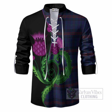 Hughes of Wales Tartan Ghillie Shirt Traditional Scottish Thistle