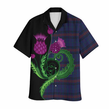 Hughes of Wales Tartan Hawaiian Shirt Traditional Scottish Thistle