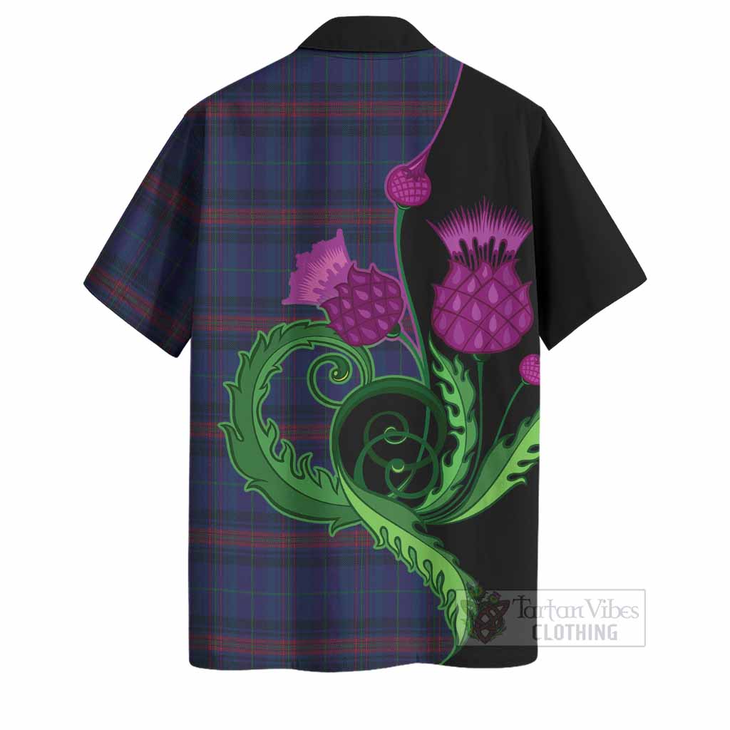 Hughes of Wales Tartan Hawaiian Shirt Traditional Scottish Thistle