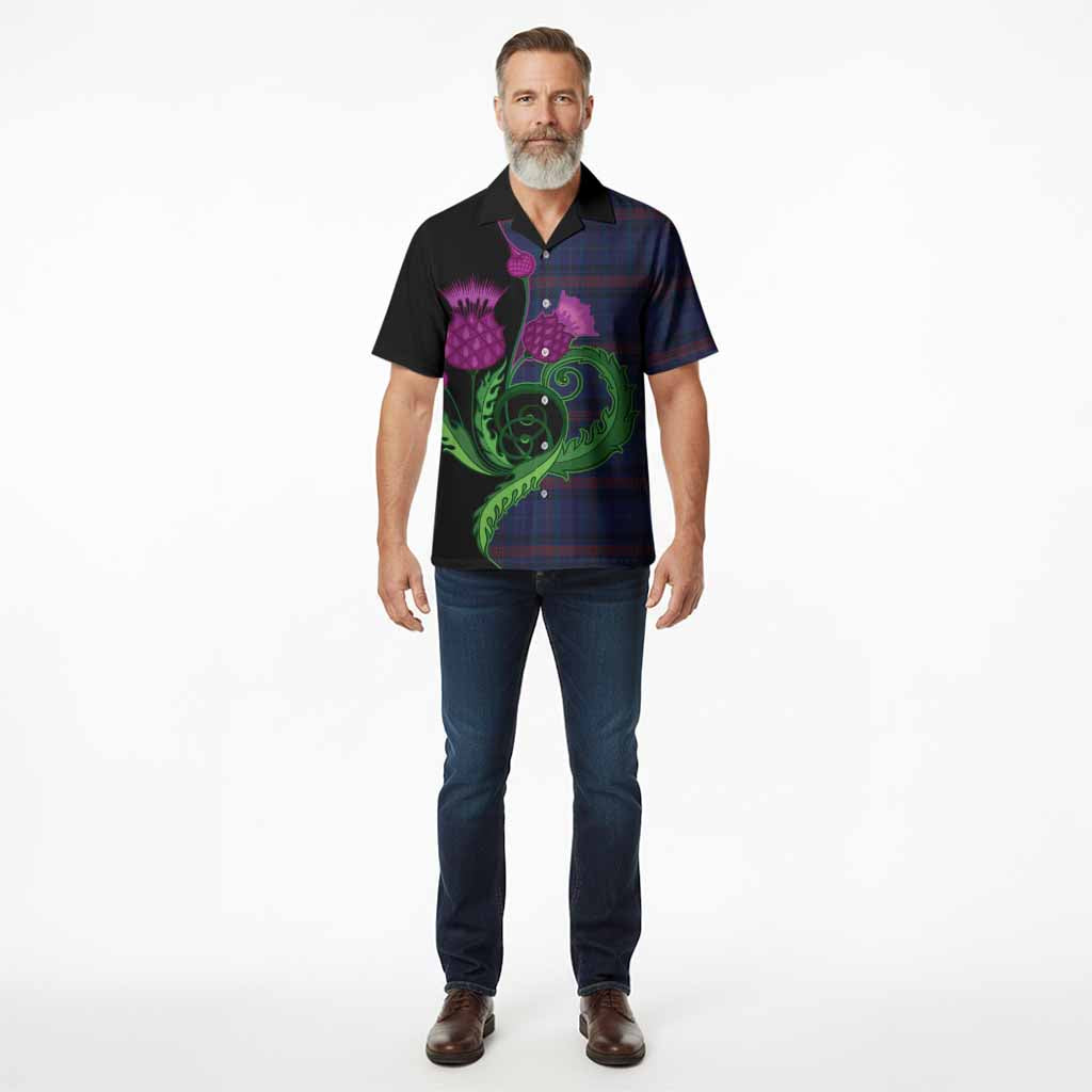 Hughes of Wales Tartan Hawaiian Shirt Traditional Scottish Thistle