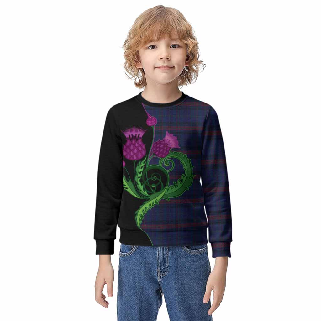 Hughes of Wales Tartan Kid Knitted Sweatshirt Traditional Scottish Thistle