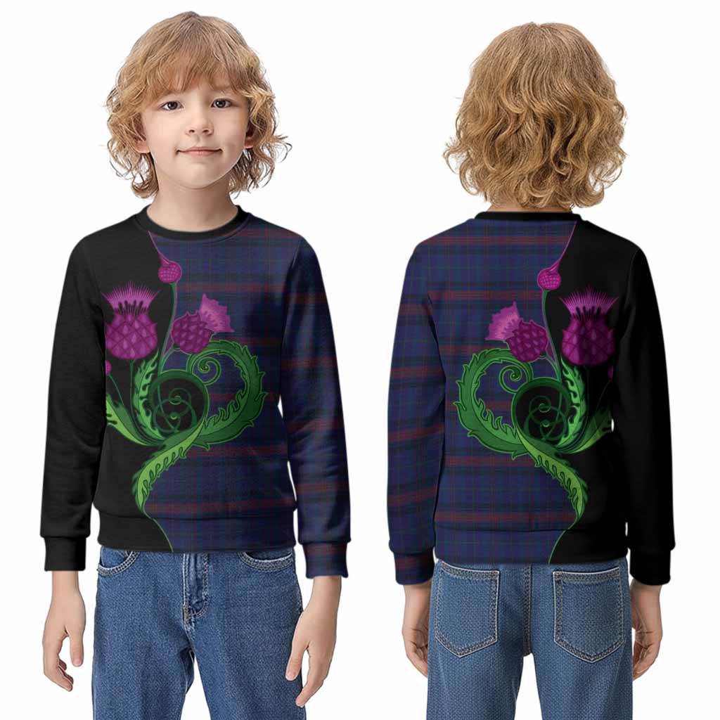 Hughes of Wales Tartan Kid Knitted Sweatshirt Traditional Scottish Thistle