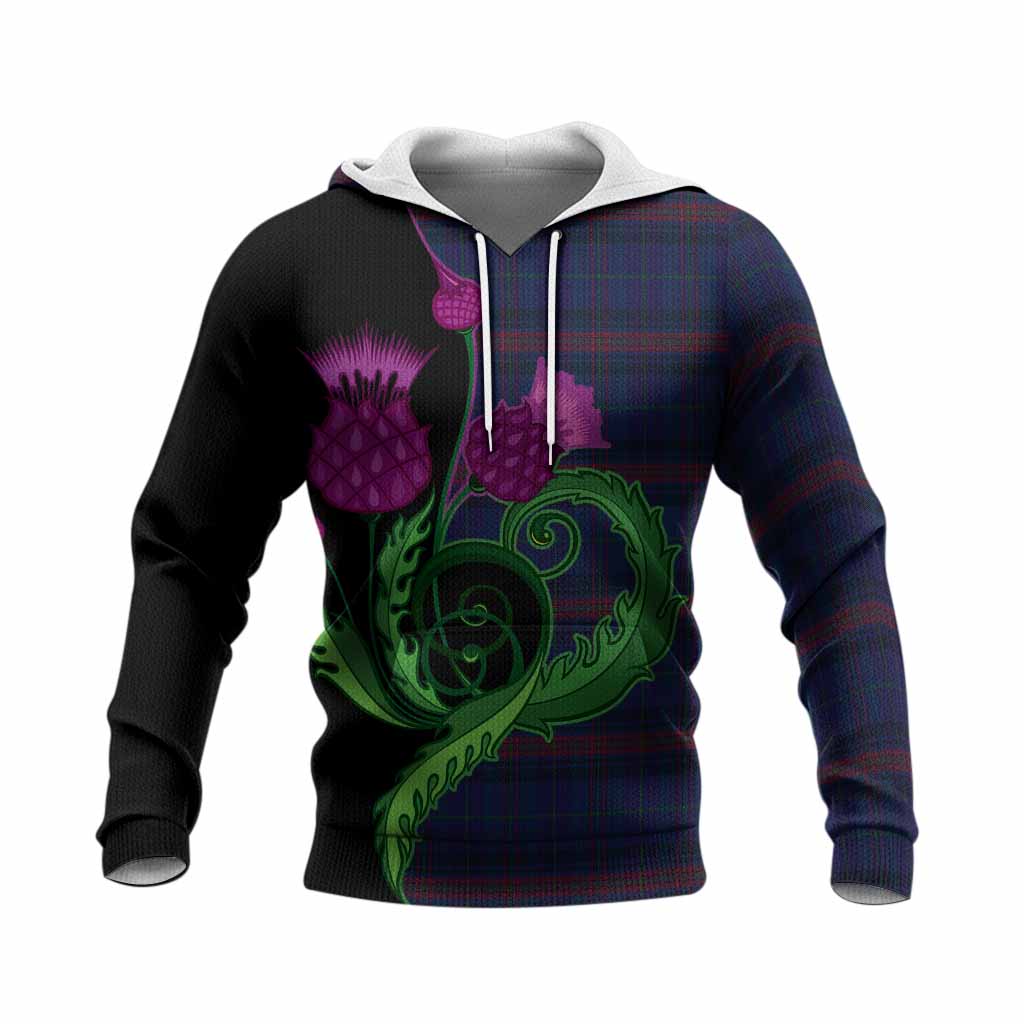 Hughes of Wales Tartan Knitted Hoodie Traditional Scottish Thistle