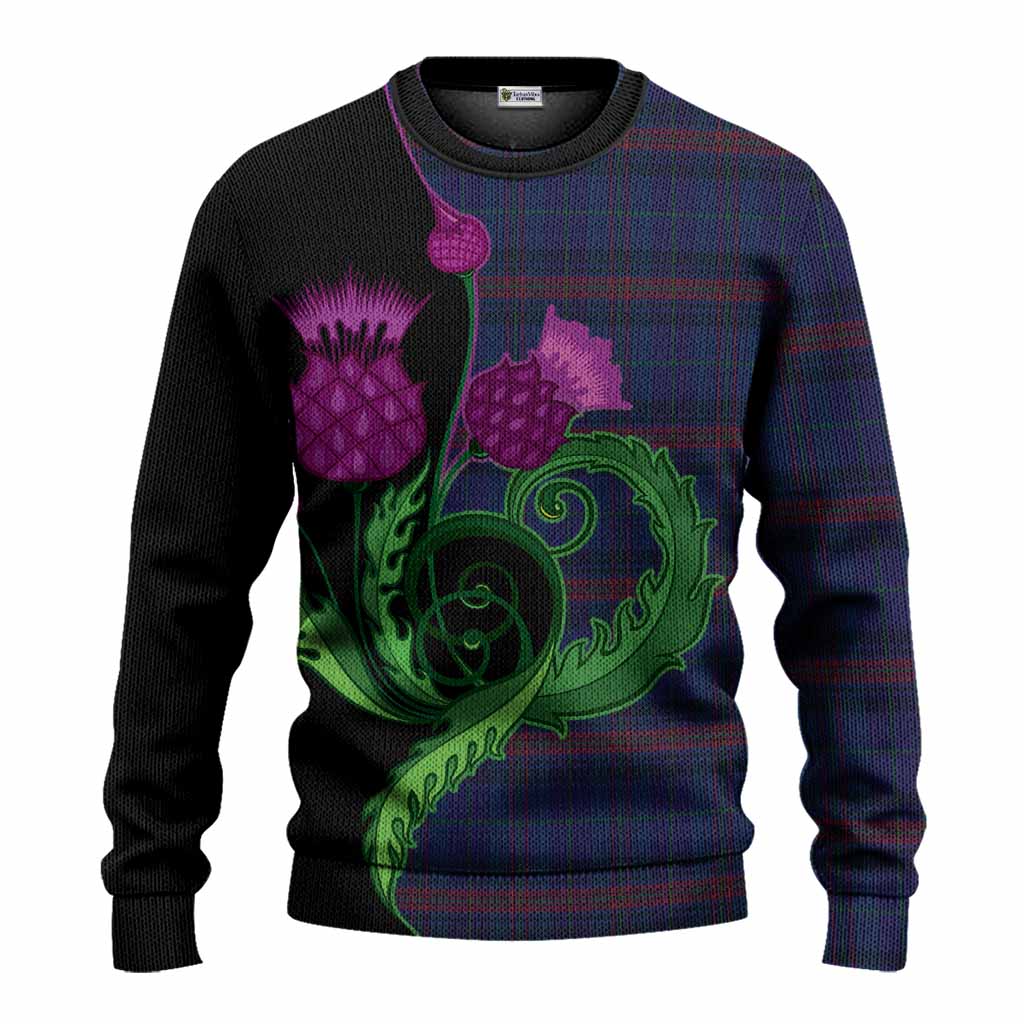 Hughes of Wales Tartan Knitted Sweater Traditional Scottish Thistle