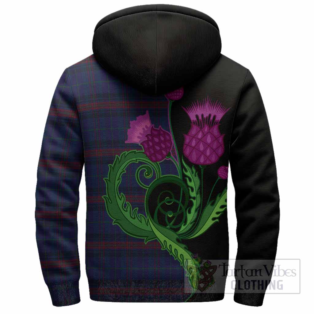 Hughes of Wales Tartan Sherpa Hoodie Traditional Scottish Thistle