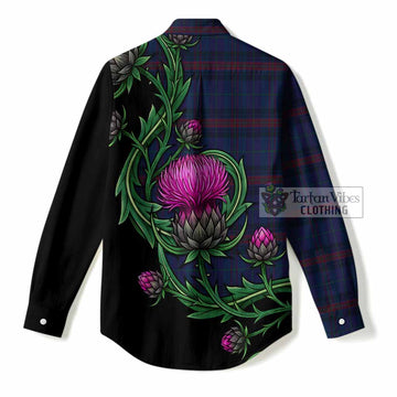 Hughes of Wales Tartan Women Casual Shirt Resilient Scottish Thistle