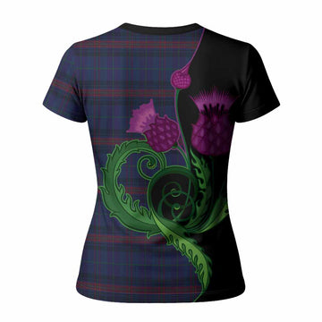 Hughes of Wales Tartan Women T shirt Traditional Scottish Thistle