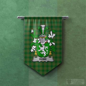 Hume Irish Clan Tartan Gonfalon, Tartan Banner with Coat of Arms
