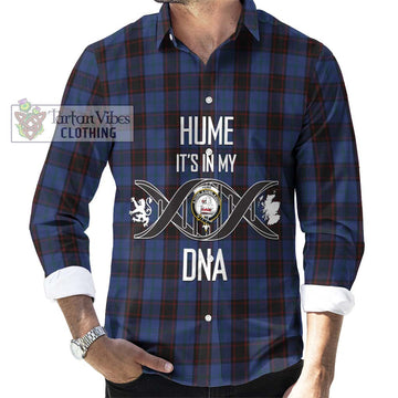 Hume Tartan Long Sleeve Button Shirt with Family Crest DNA In Me Style Men's Shirt S - Tartanvibesclothing Shop
