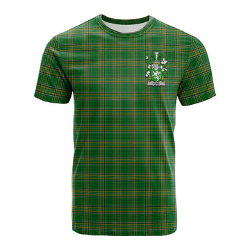 Hume Irish Clan Tartan Cotton T-shirt with Coat of Arms