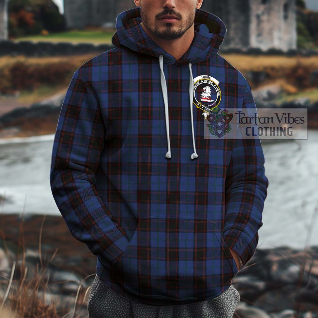 Hume Tartan Cotton Hoodie with Family Crest Pullover Hoodie XS - Tartan Vibes Clothing