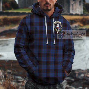 Hume Tartan Cotton Hoodie with Family Crest