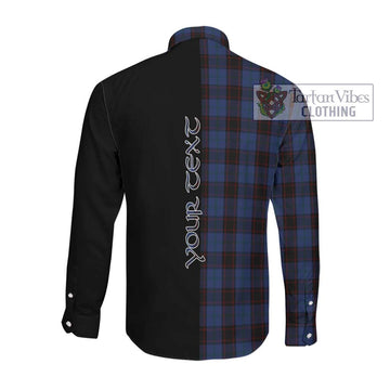 Hume Tartan Long Sleeve Button Shirt with Family Crest and Half Of Me Style Men's Shirt - Tartanvibesclothing Shop