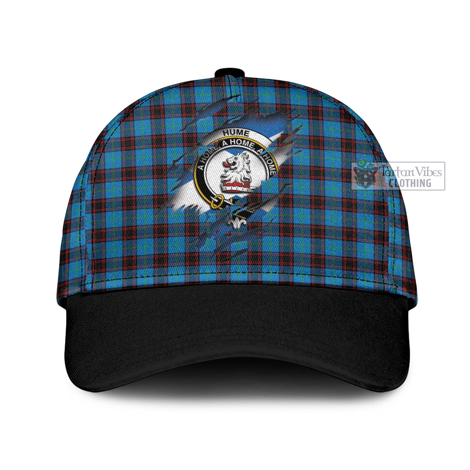 Tartan Vibes Clothing Hume Ancient Tartan Classic Cap with Family Crest In Me Style