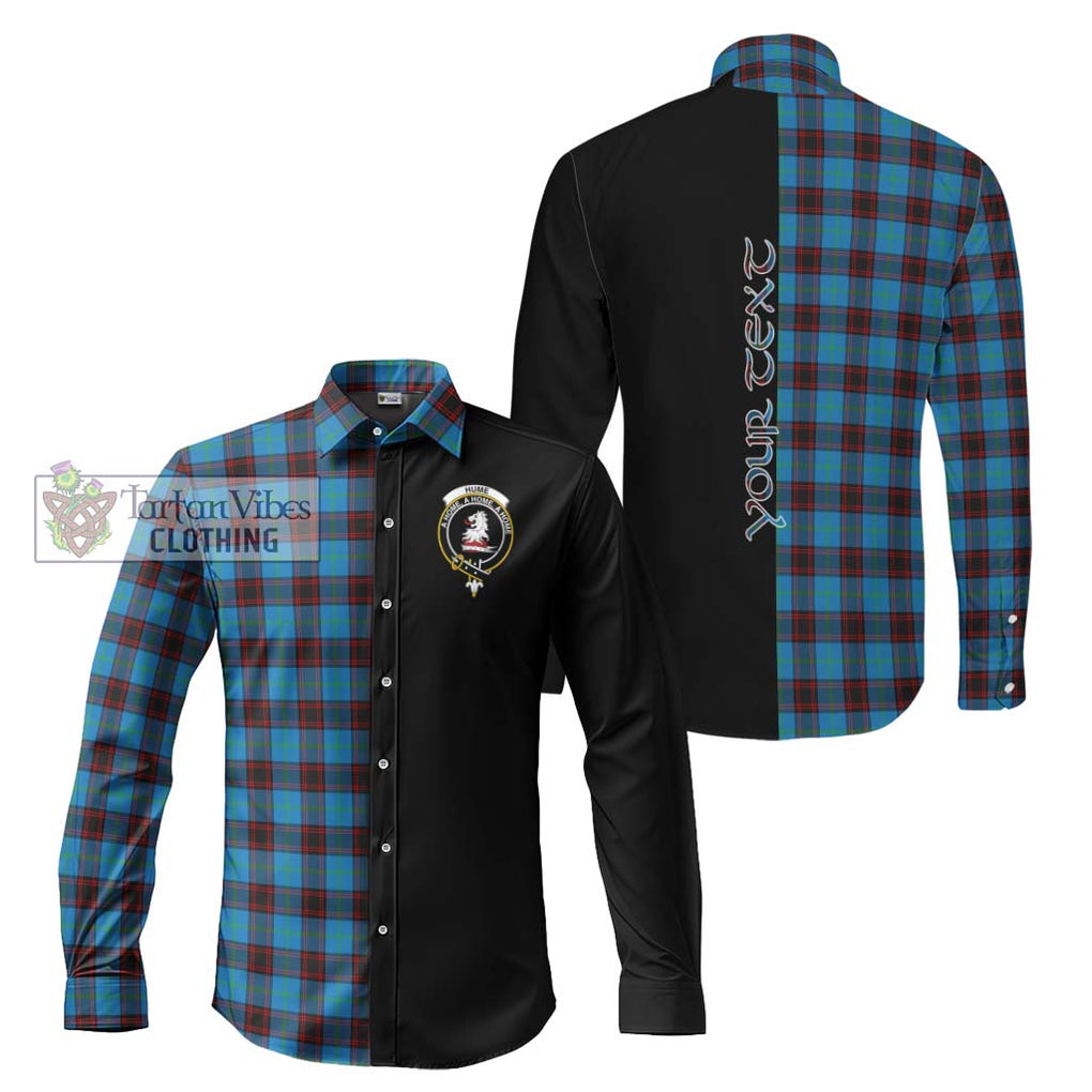 Hume Ancient Tartan Long Sleeve Button Shirt with Family Crest and Half Of Me Style Men's Shirt S - Tartanvibesclothing Shop
