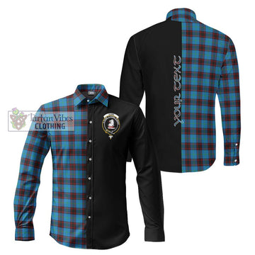 Hume Ancient Tartan Long Sleeve Button Shirt with Family Crest and Half Of Me Style Men's Shirt S - Tartanvibesclothing Shop