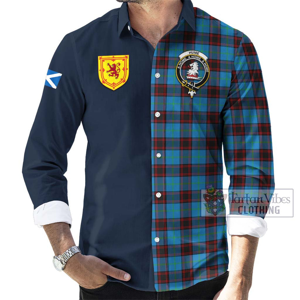 Tartan Vibes Clothing Hume Ancient Tartan Long Sleeve Button Shirt with Scottish Lion Royal Arm Half Style