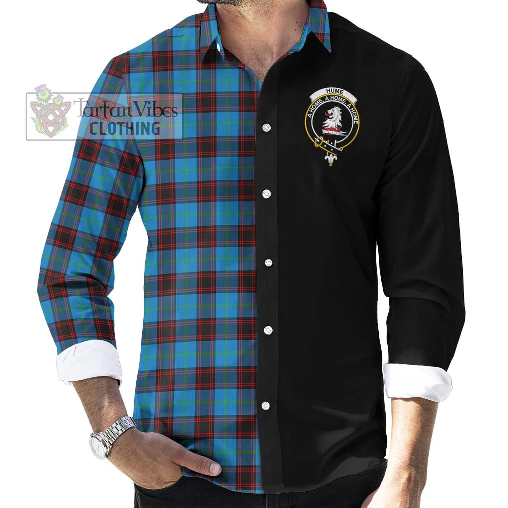 Hume Ancient Tartan Long Sleeve Button Shirt with Family Crest and Half Of Me Style - Tartanvibesclothing Shop